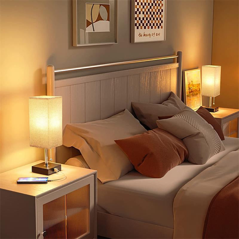 Lampe de Chevet Rectangulaire Moderne avec Charge USB