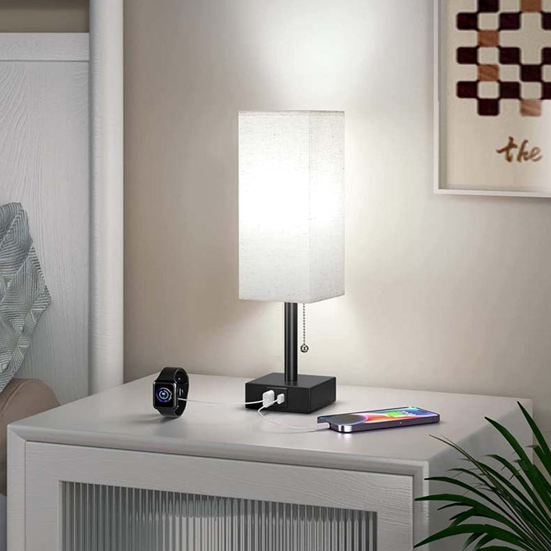 Lampe de Chevet Rectangulaire Moderne avec Charge USB