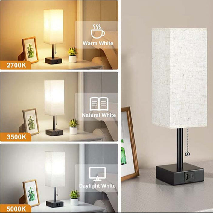 Lampe de Chevet Rectangulaire Moderne avec Charge USB