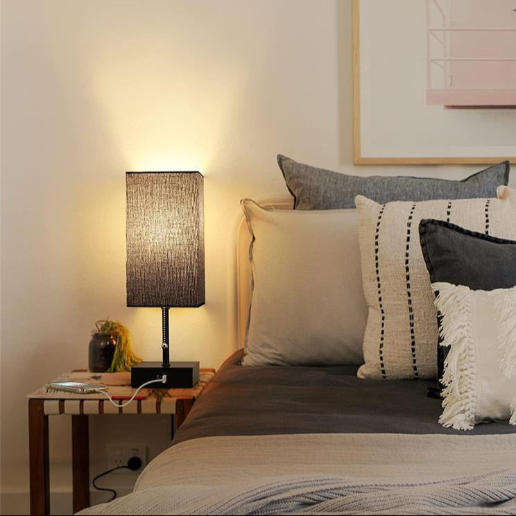 Lampe de Chevet Rectangulaire Moderne avec Charge USB