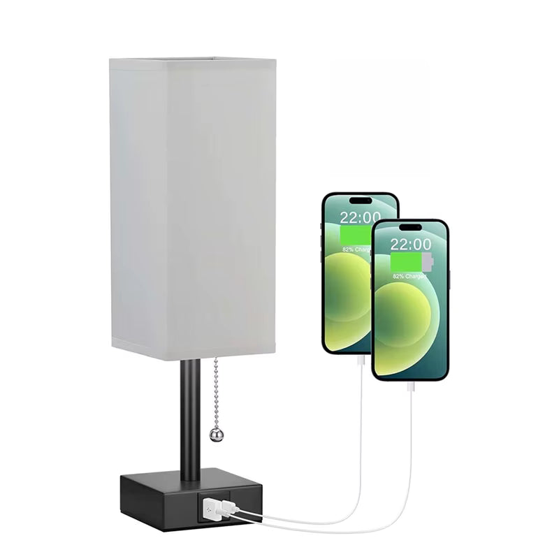 Lampe de Chevet Rectangulaire Moderne avec Charge USB