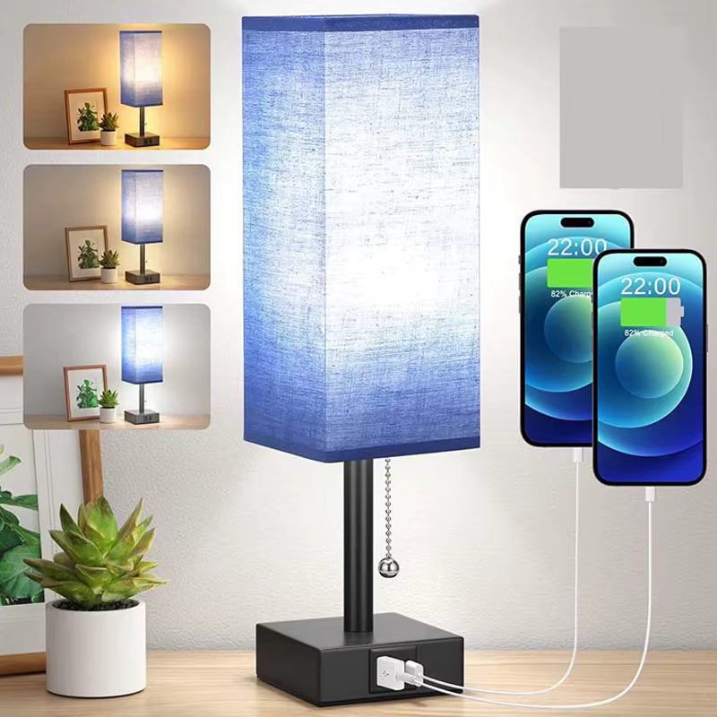 Lampe de Chevet Rectangulaire Moderne avec Charge USB