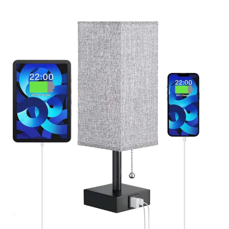 Lampe de Chevet Rectangulaire Moderne avec Charge USB