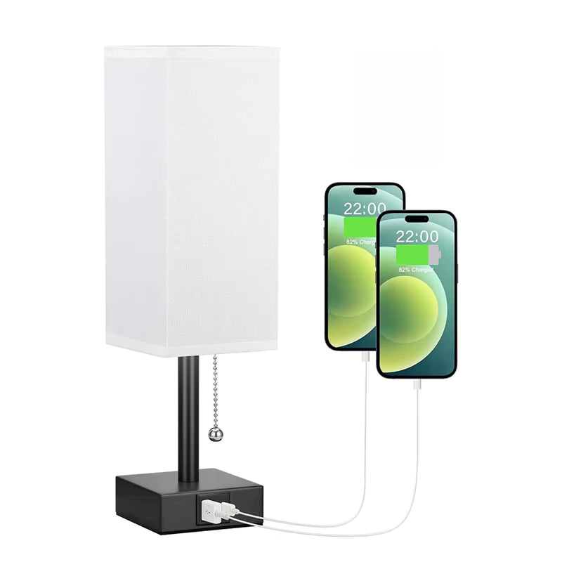 Lampe de Chevet Rectangulaire Moderne avec Charge USB