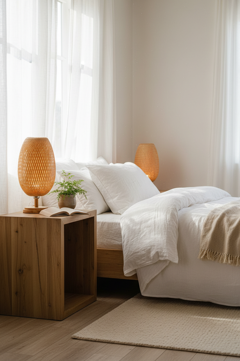 Lampe de chevet Bambou Tissé