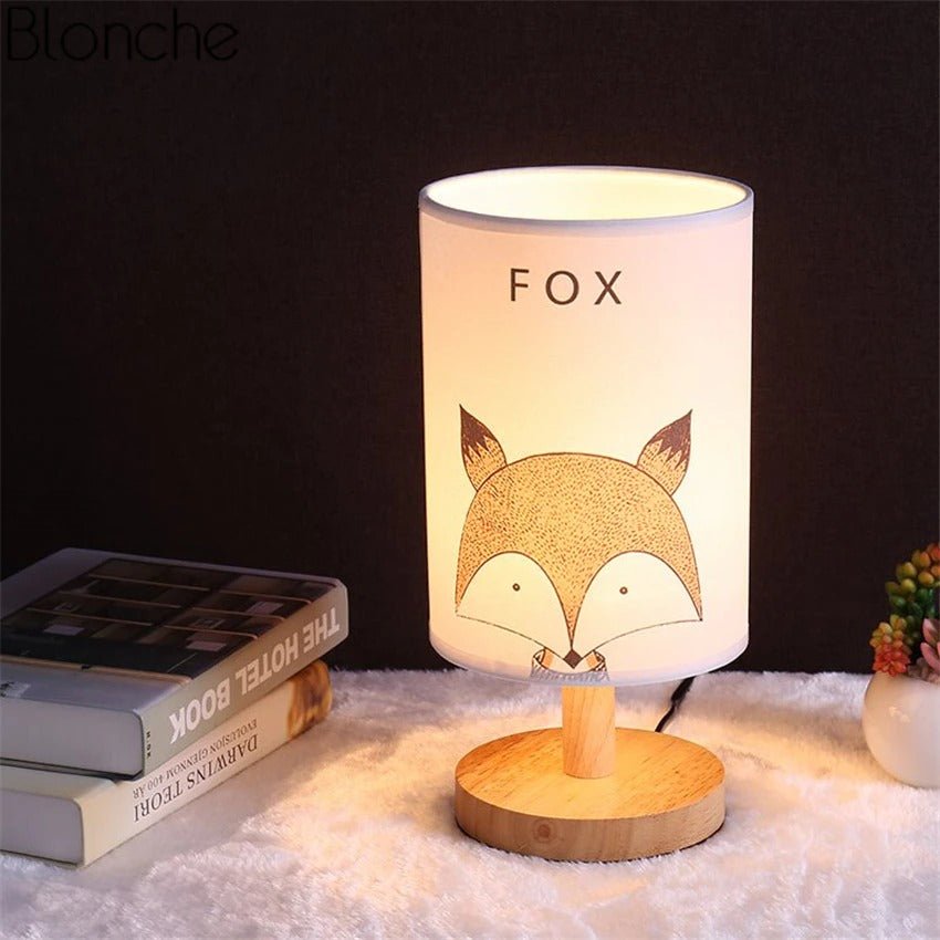 Lampe de chevet Bois Abat-jour Animaux LampesDeChevet Renard