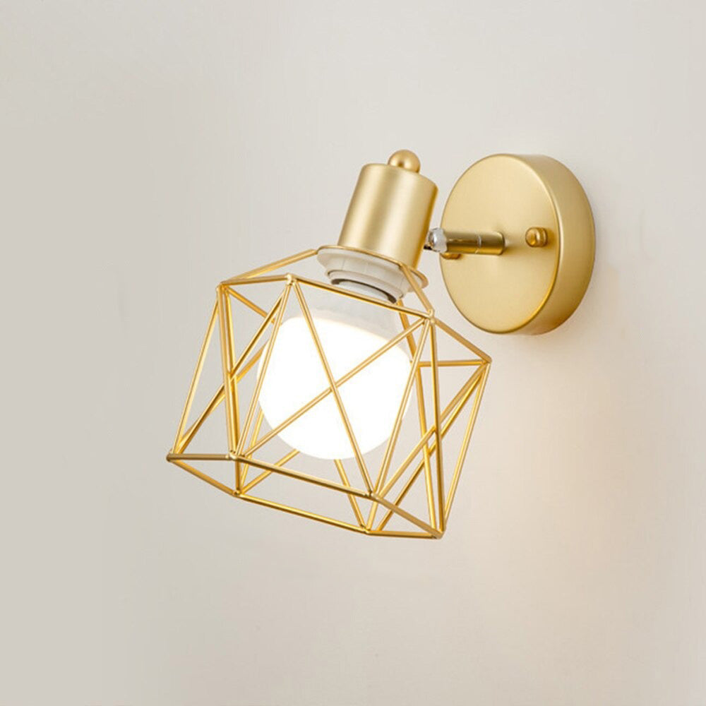 Lampe de chevet Murale Industrielle Cage LampesDeChevet Dorée