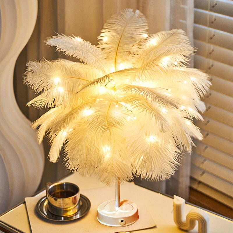 Lampe de chevet Plumes LED LampesDeChevet Blanc