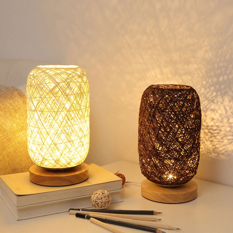 Lampe de chevet Rotin et Bois LampesDeChevet