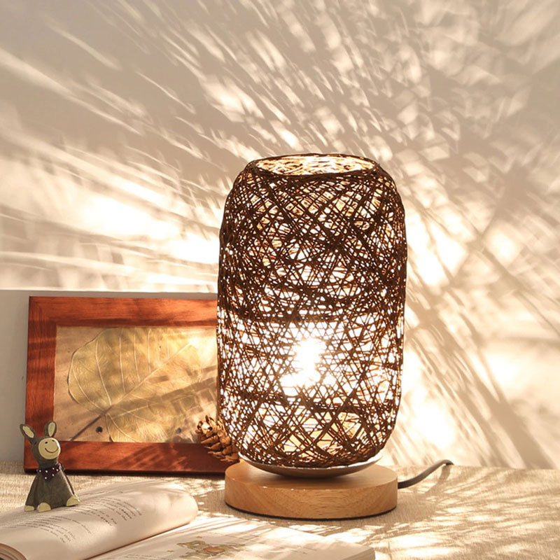 Lampe de chevet Rotin et Bois LampesDeChevet