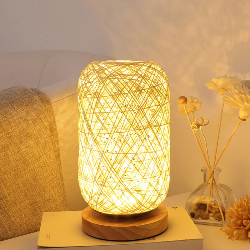 Lampe de chevet Rotin et Bois LampesDeChevet Blanc cassé