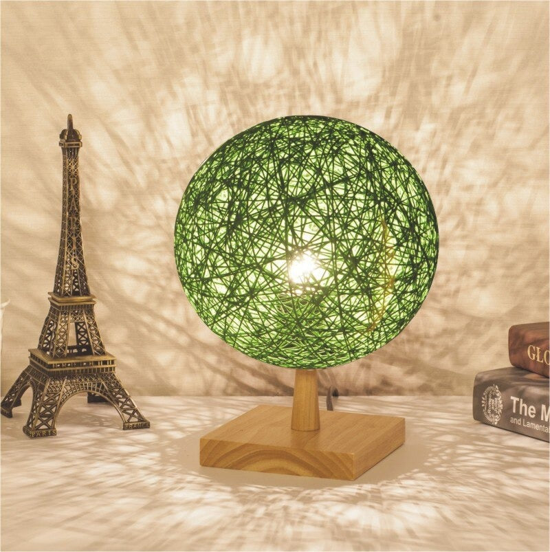 Lampe de chevet Rotin Pied en Bois LampesDeChevet