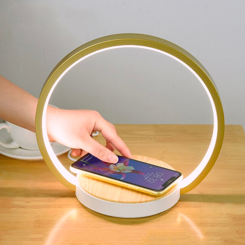 Lampe de chevet Tactile avec chargeur sans fil LampesDeChevet Ronde Dorée