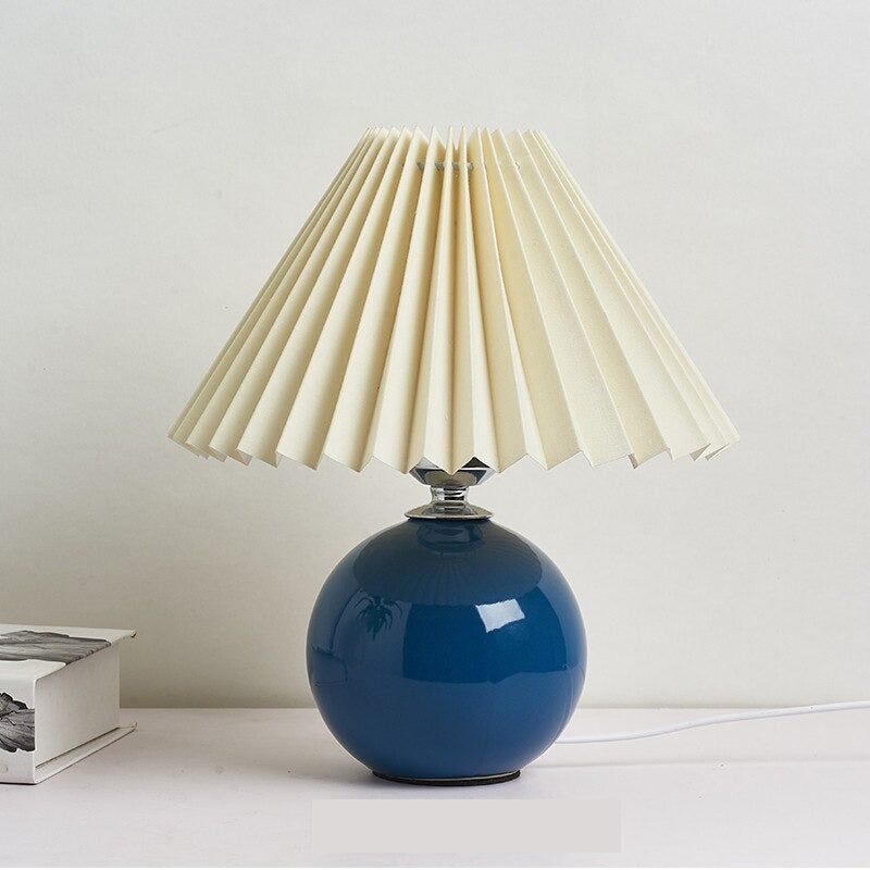 Lampe de chevet Vintage Céramique LampesDeChevet Beige Bleu foncé