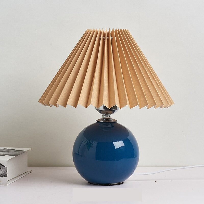 Lampe de chevet Vintage Céramique LampesDeChevet Caramel Bleu foncé