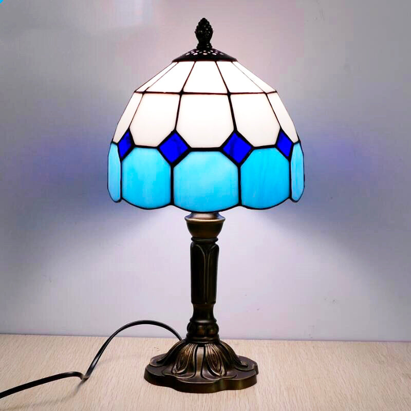 Lampe de chevet Vintage Tiffany Bleue • Livraison Offerte