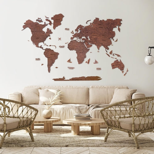 Wooden World Map Oak