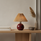 Lampe de chevet vintage style ancien avec abat-jour en tissu et finition céramique premium