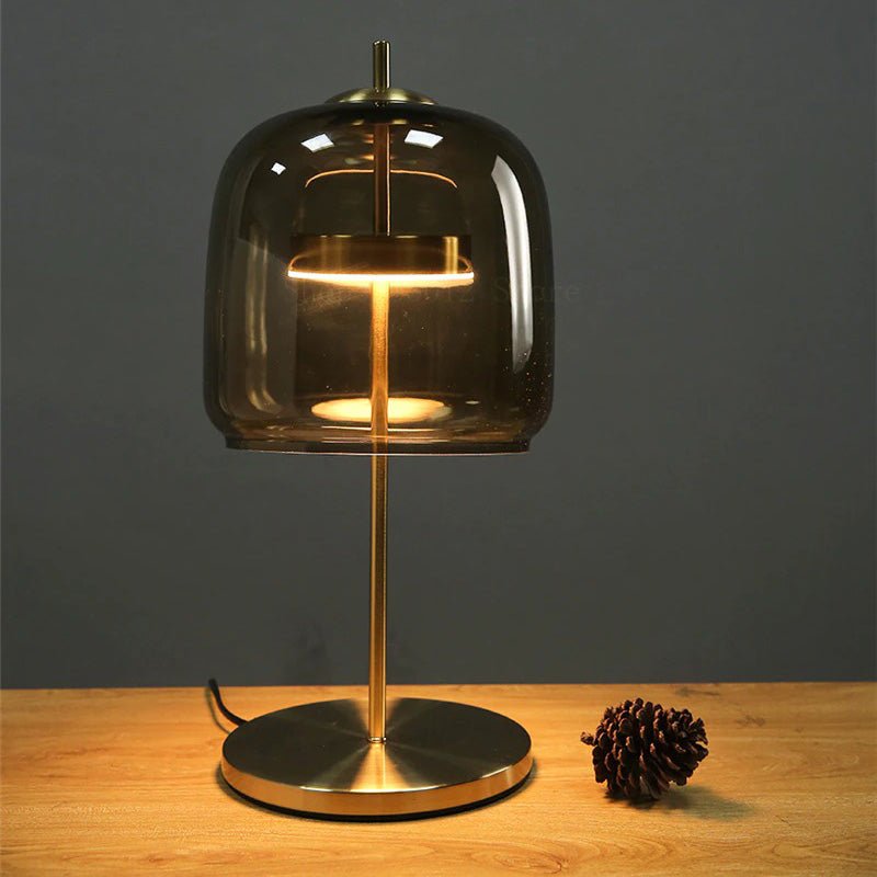 Lampe de chevet Design avec Abat-jour en Verre  LampesDeChevet Fumé  
