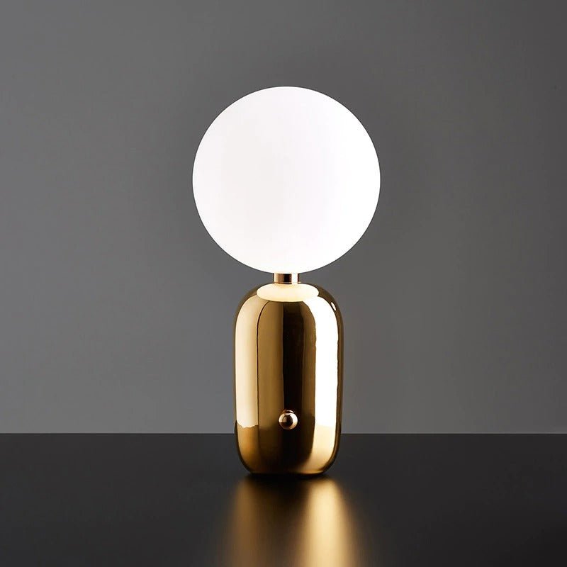 Lampe de chevet Design en Forme de Boule  LampesDeChevet Dorée H: 35cm 