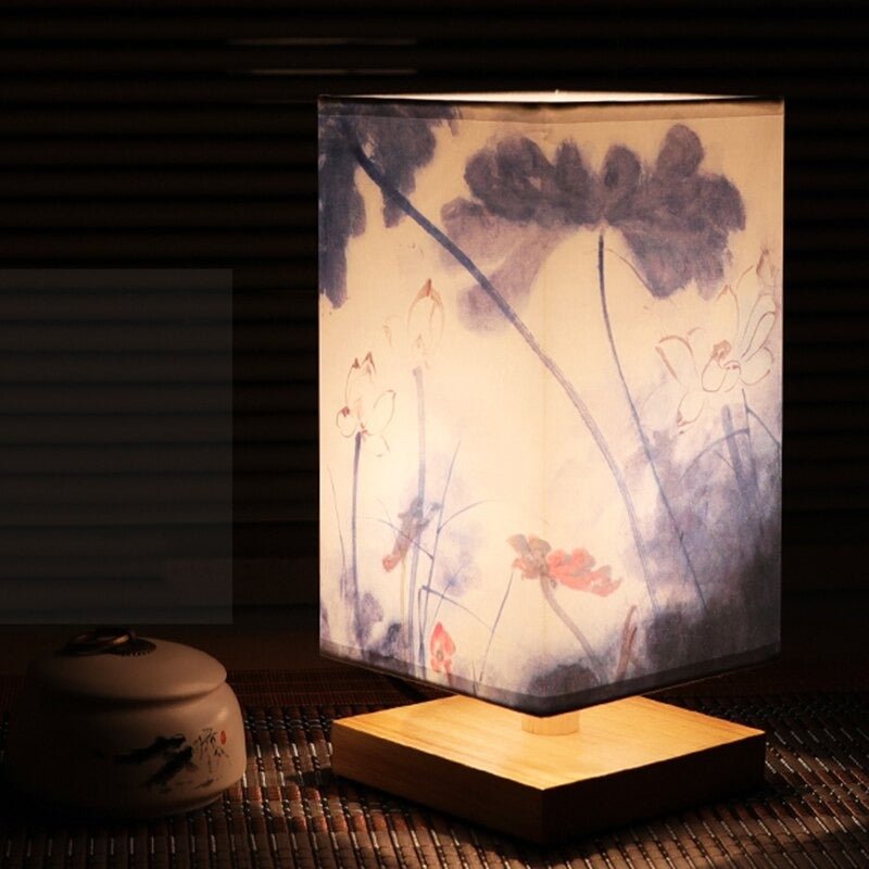 Lampe de chevet Japonaise Scandinave  LampesDeChevet Fleur Bleu  