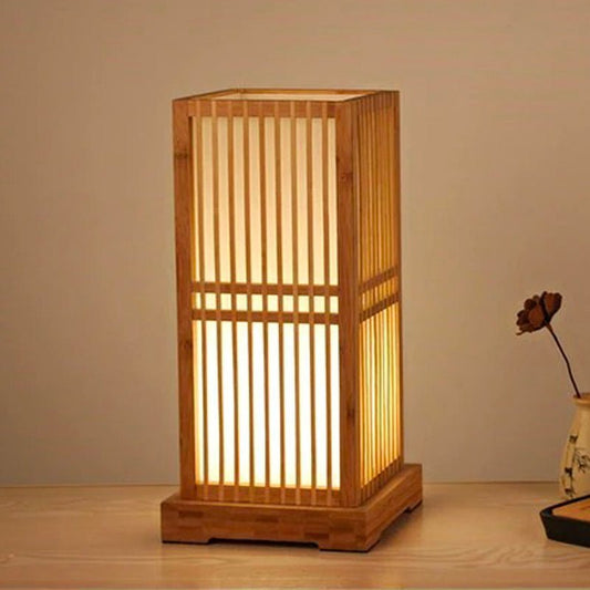 Lussiol - Lampe de chevet design ceramique noire et imitation bois 29x14cm  - Lampes à poser - Rue du Commerce