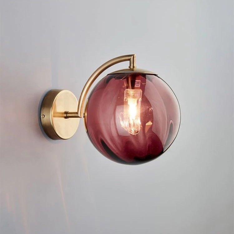 Lampe de chevet Murale Design Boule en verre Fumé  LampesDeChevet Rouge  